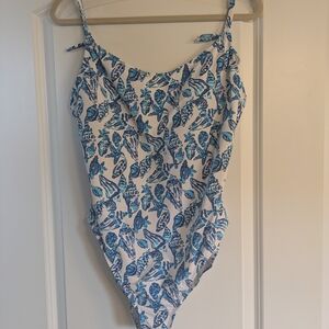 Lilly Pulitzer Blue and White One Piece Swimsuit